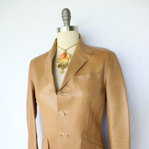 RALPH LAUREN black label Collection leather tan Blazer sports coat Dress Jacket - Picture 5 of 10